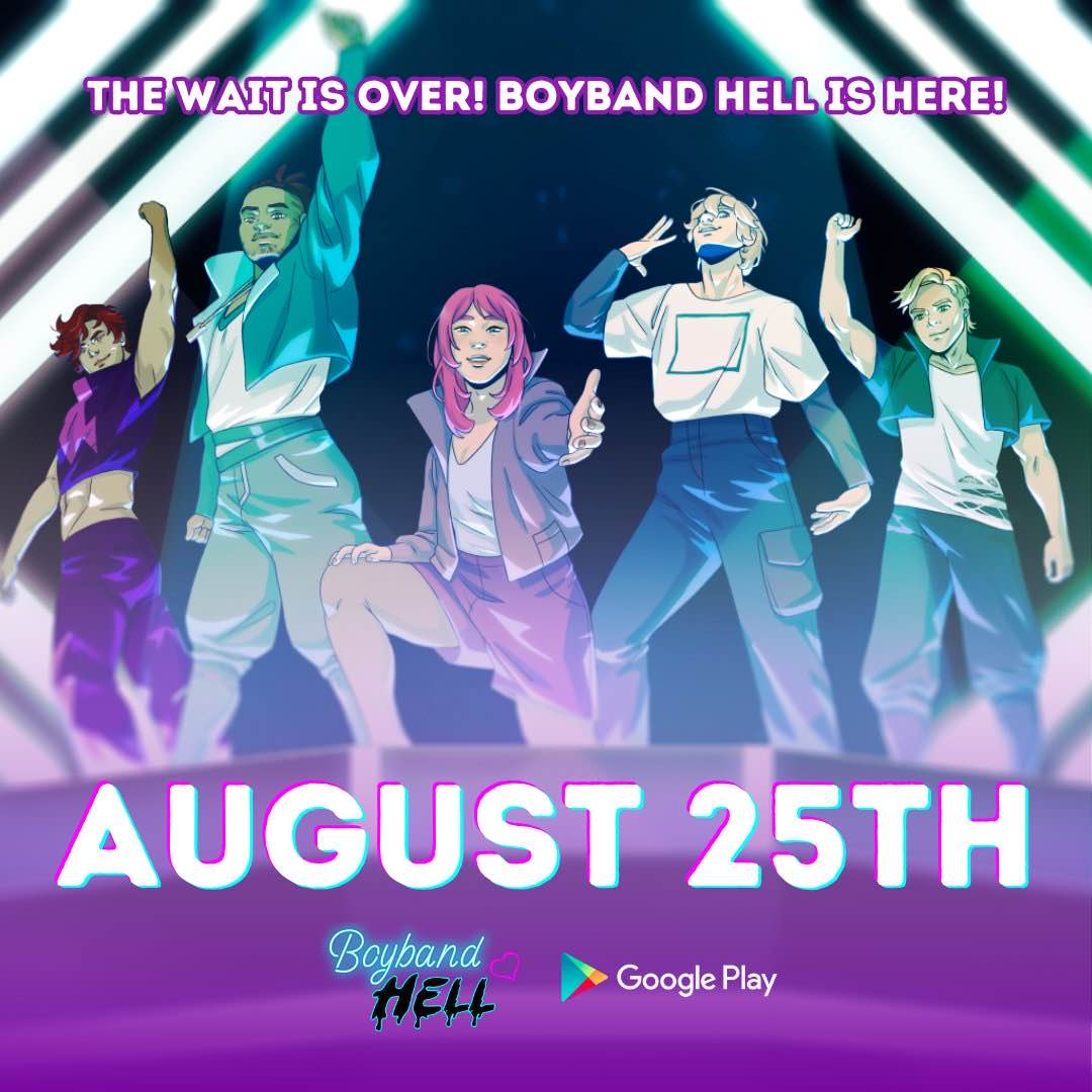 Boyband Hell Key Visual, showing the titular boyband. "The wait is over! Boyband Hell is Here! August 25th"